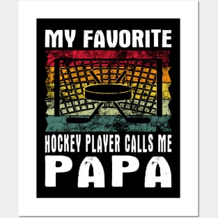 My Favorite Hockey Player Papa Vintage Text Posters and Art